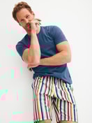 Men model is wearing Short-sleeved shirt made of 100% Cotton in Blue, Unicoloured from the RMX Sleep Holiday series by CALIDA, Additional Image