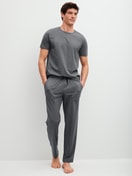 Men model is wearing Short-sleeved shirt made of 100% Cotton in Grey, Unicoloured from the RMX Sleep Leisure series by CALIDA, Outfit