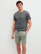 Men model is wearing Short-sleeved shirt made of 100% Cotton in Grey, Unicoloured from the RMX Sleep Leisure series by CALIDA, Additional Image