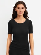 Women model is wearing  made of Wool in Black, Unicoloured from the True Confidence series by CALIDA, Front view