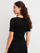 Women model is wearing  made of Wool in Black, Unicoloured from the True Confidence series by CALIDA, Back view
