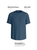 Homme - T-Shirt à manches courtes en Modal de couleur Bleu, Unicolore, de la série Balanced Day de CALIDA