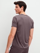 Men model is wearing Shirt short sleeve made of Modal in Brown, Unicoloured from the DSW Balancing series by CALIDA, Back view