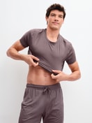 Men model is wearing Shirt short sleeve made of Modal in Brown, Unicoloured from the DSW Balancing series by CALIDA, Additional Image