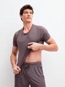 Men model is wearing Shirt short sleeve made of Modal in Brown, Unicoloured from the DSW Balancing series by CALIDA, Additional Image