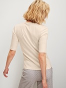 Women model is wearing Shirt short sleeve made of Cotton in Beige, Unicoloured from the Favourites Arts series by CALIDA, Additional Image