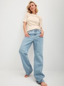 Women model is wearing Shirt short sleeve made of Cotton in Beige, Unicoloured from the Favourites Arts series by CALIDA, Additional Image