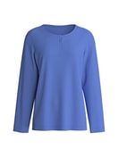Donna - Shirt a manica lunga in 100% cotone di colore Blu, Tinta unita, della serie Late Bloom M&M di CALIDA