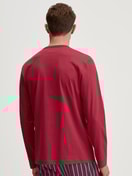 Men model is wearing Shirt long sleeve made of 100% Cotton in Red, Unicoloured from the Remix Basic Sleep series by CALIDA, Back view