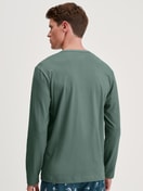 Men model is wearing Shirt long sleeve made of 100% Cotton in Green, Unicoloured from the RMX Sleep Weekend series by CALIDA, Back view