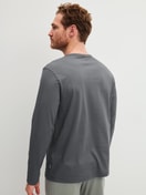 Le mannequin Homme porte le/la T-shirt à manches longues en 100% coton de couleur Gris, Unicolore, de la série RMX Sleep Leisure de CALIDA, Vue arrière