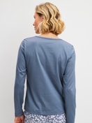 Women model is wearing  made of 100% Cotton in Blue, Unicoloured from the Sleep Over M&M series by CALIDA, Back view