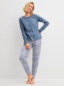 Women model is wearing  made of 100% Cotton in Blue, Unicoloured from the Sleep Over M&M series by CALIDA, Outfit