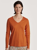 Langarm-Shirt, V-Neck smoked paprika