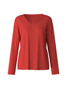 Langarm-Shirt, V-Neck summer red