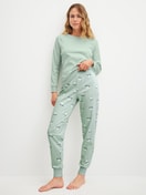 Women model is wearing Shirt long sleeve made of 100% Cotton in Blue, Unicoloured from the Favourites Cats series by CALIDA, Outfit