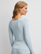 Women model is wearing  made of Modal in Blue, Unicoloured from the Second Skin series by CALIDA, Back view