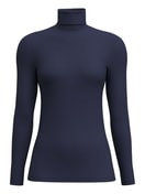 Damen - Langarm-Shirt mit Rollkragen aus Wolle-Seide aus Wolle in Blau, Einfarbig aus Serie True Confidence von CALIDA