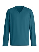 Herren - Langarm-Shirt mit V-Ausschnitt aus Baumwolle in Türkis, Einfarbig aus Serie RMX Sleep Free von CALIDA