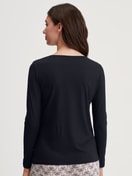 Women model is wearing Shirt long sleeve made of Modal in Black, Unicoloured from the Favourites Seduction series by CALIDA, Back view