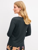 Women model is wearing Shirt long sleeve made of Modal in Black, Unicoloured from the Sleep Over M&M series by CALIDA, Back view