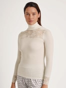 Long-sleeve turtleneck shirt in wool-silk