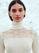 Long-sleeved turtleneck shirt in wool and silk