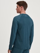 Men model is wearing Shirt long-sleeve made of TENCEL™ in Turquoise, Unicoloured from the DSW Warming series by CALIDA, Front view