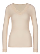 Langarm-Shirt mit Wolle & Seide light macadamia