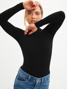 Women model is wearing Shapewear longsleeve Body made of Polyamide in Black, Unicoloured from the Seamless Shape series by CALIDA, Additional Image