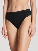 Women model is wearing  made of 100% Cotton in Black, Unicoloured from the Light Duo series by CALIDA, Front view