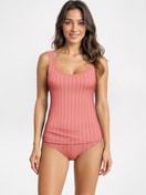 Women model is wearing Brief, regular cut made of Cotton in Pink, Lace from the Etude Xtra series by CALIDA, Outfit