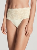 High-waisted briefs with lace waistband