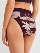 Women model is wearing Brief, high waist made of Cotton in Red, Floral from the Elastic Trend Spec. series by CALIDA, Back view