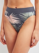 Women model is wearing Brief, high waist made of Cotton in Grey, Floral from the Elastic Trend series by CALIDA, Front view