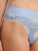 Women model is wearing Brief, high waist made of Cotton in Blue, Motif from the EDITION 85 series by CALIDA, Detail