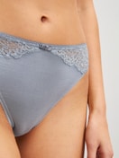 Women model is wearing Brief, regular cut made of Lace in Grey, Lace from the Sensual Secrets series by CALIDA, Detail