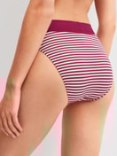 Women model is wearing Brief made of Cotton in Pink, Striped from the Elastic Special series by CALIDA, Back view