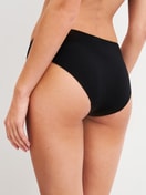 Women model is wearing Brief made of Modal in Black, Unicoloured from the Etude Ajours series by CALIDA, Back view
