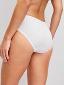 Women model is wearing Mini briefs made of 100% Cotton in White, Lace from the Cotton Desire series by CALIDA, Back view