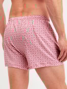 Men model is wearing Boxer shorts made of Cotton in Red, Patterned from the Valentine series by CALIDA, Back view