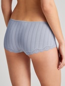 Women model is wearing Panty, low cut made of Cotton in Blue, Lace from the Etude Toujours series by CALIDA, Back view