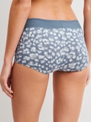 Women model is wearing Shorty regular cut made of Cotton in Grey, Patterned from the Elastic Trend series by CALIDA, Back view