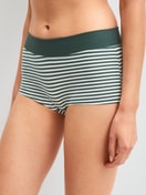 Le mannequin Femme porte le/la Panty taille haute en Coton de couleur Vert, Rayée, de la série Elastic Special de CALIDA, Vue de face