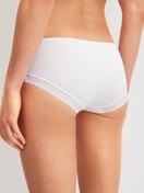 Women model is wearing Shorty made of Modal in White, Lace from the Etude Ajours series by CALIDA, Back view