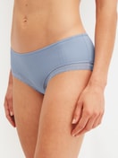 Women model is wearing Shorty made of Modal in Blue, Lace from the Etude Ajours series by CALIDA, Front view