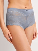 Women model is wearing Shorty regular cut made of Lace in Grey, Lace from the Sensual Secrets series by CALIDA, Front view