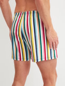 Men model is wearing Boxer shorts made of Cotton in Beige, Patterned from the Prints series by CALIDA, Back view