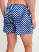 Men model is wearing Boxer shorts made of Cotton in Blue, Patterned from the Prints series by CALIDA, Back view