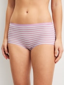 Women model is wearing Panties, 3-Pack made of Polyamide in Purple, Floral from the Eco Sense series by CALIDA, Front view